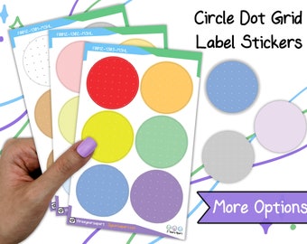 Adesivi circolari con griglia a punti / Adesivi per etichette funzionali rotondi luminosi pastello Kraft per diari proiettili, pianificatori, taccuini da viaggio, diario