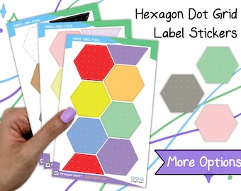 Dot Grid Hexagon Stickers | Kraft Pastel Bright Functional Label Stickers for Bullet Journals, Planners, Traveler's Notebook, Diary