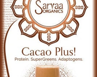 SARVAA ORGANICS Cacao Plus! - Organic, Vegan, Raw Meal Protein Powder 10 oz