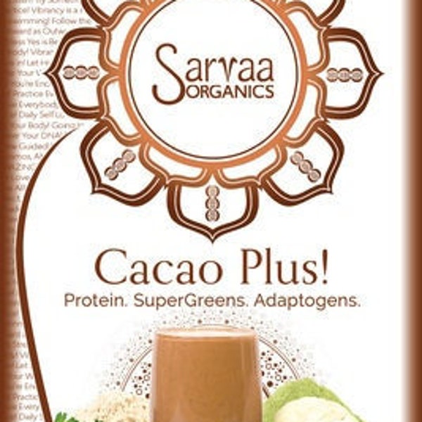 SARVAA ORGANICS Cacao Plus! - Organic, Vegan, Raw Meal Protein Powder 10 oz