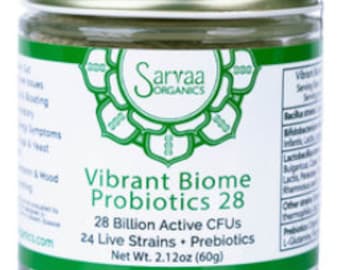 SARVAA ORGANICS Vibrant Biome Probiotics-28 - 28 Billion CFU High Potency Probiotic Sporebiotic Prebiotic Supplement Powder 60 Servings