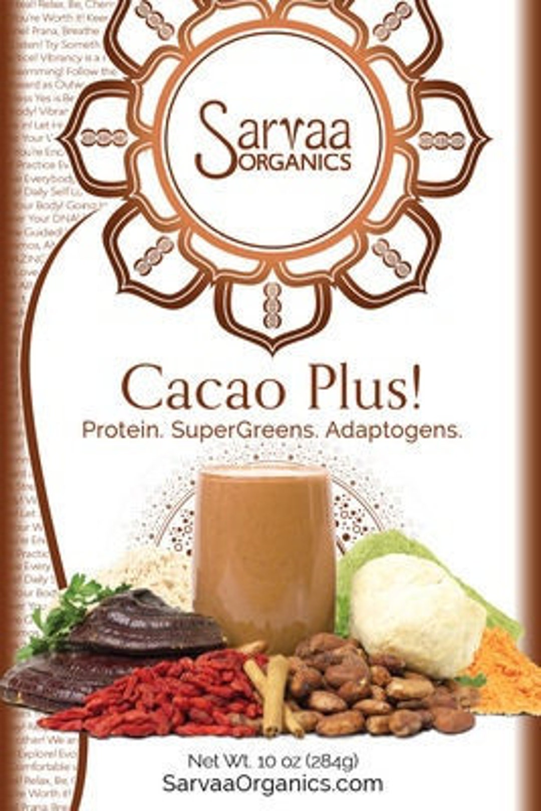 SARVAA ORGANICS Cacao Plus! - Organic, Vegan, Raw Meal Protein Powder ...