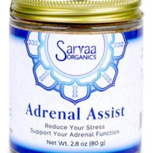 SARVAA ORGANICS Adrenal Assist - Organic Vegan Raw Adaptogenic Herbs Supplement Powder - Natural Adrenal Support!