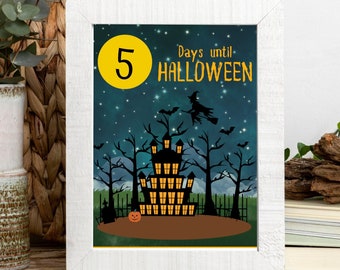 Compte à rebours d'Halloween, activité d'Halloween à imprimer, Halloween PNG
