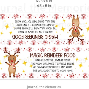 Magic Reindeer Food Bag Topper, Christmas Treat Bag Topper, Reindeer Printable, Class Craft