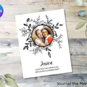 Bruidsmeisje voorstel kaartsjabloon met foto - Gratis en eenvoudig online bewerken met Canva - foto en naam toevoegen - Bloemenmeisje, bruidsmeisje