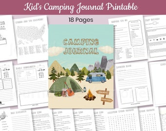 Diario de camping para niños imprimible / Ideal para favor de fiesta de camping / Regalo de camping / Diario de viaje