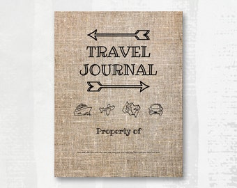 travel journal cover page to personalize with name add on etsy