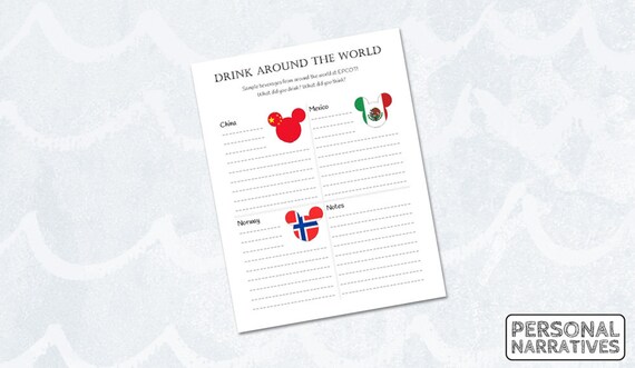 Drink Around The World Epcot Passport Printable