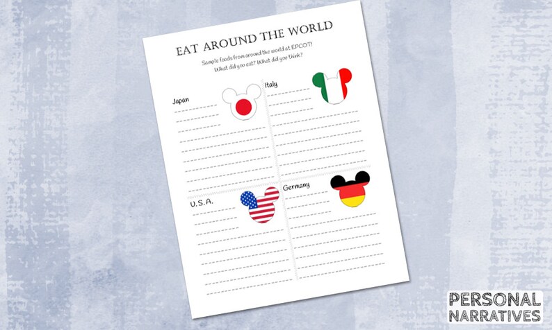 Epcot Passport Printable Eat Around the World Epcot Food | Etsy
