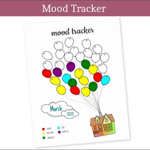 Monthly Mood Tracker Printable, Mood Tracker Journal, Mood Meter, Bullet Journal Printable, Bujo Printable, Mood Log