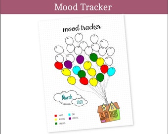 Monthly Mood Tracker Printable, Mood Tracker Journal, Mood Meter, Bullet Journal Printable, Bujo Printable, Mood Log