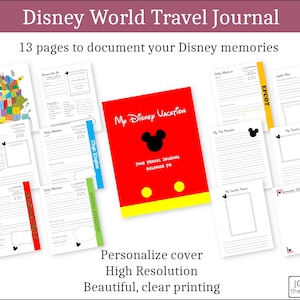 WDW Kid&#39;s Travel Journal, Travel Diary, Orlando Theme Park Vacation Memories, Scrapbook, Includes Photo and Autograph pages, Printable