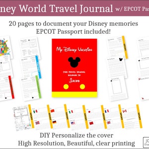 WDW-dagboek voor kinderen | WDW-dagboek met Epcot-paspoort | Karakterhandtekeningen | Reiscadeau | Personaliseer | Afdrukbaar | Herinnering