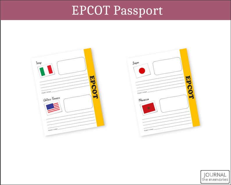 Epcot Passport Printable Great for Kidcot Fun Stops 8.5 X Etsy