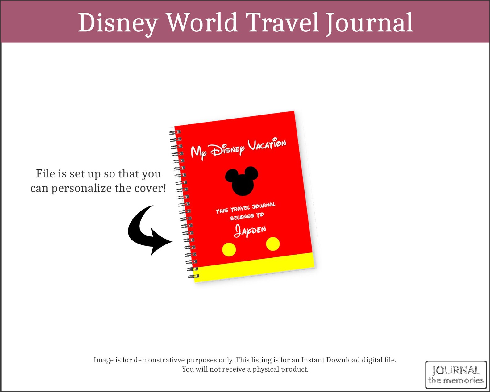 Disney Journal for Kids Disney World Journal With Epcot | Etsy