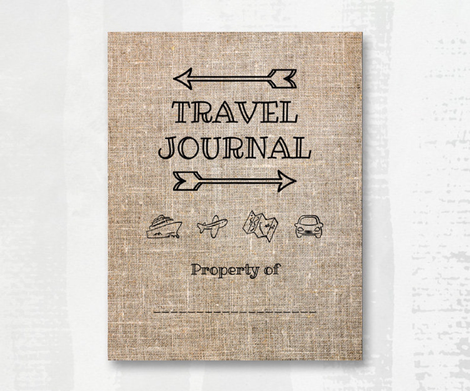 travel journal cover with name