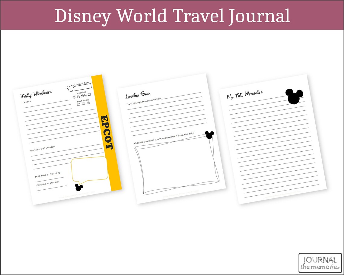 Disney Journal for Kids Disney World Journal With Epcot Etsy