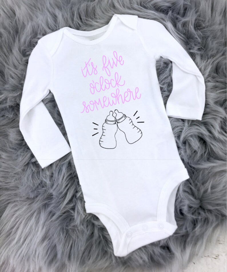 Baby Bodysuit Funny Baby Gift It/'s 5 AM Somewhere with Bottles Baby Bodysuit