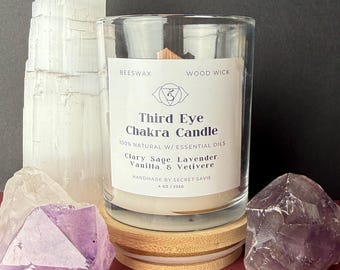 Third Eye Chakra Beeswax Candle – Ajna Awakening (4 oz, Reiki-Infused)