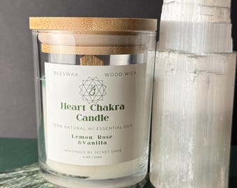 Heart Chakra Beeswax Candle – Anahata Love (4 oz, Reiki-Infused)