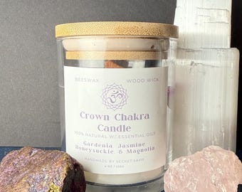 Crown Chakra Beeswax Candle – Sahasrara Bliss (4 oz, Reiki-Infused)