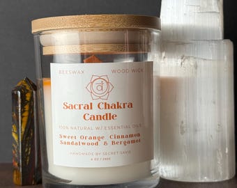 Sacral Chakra Beeswax Candle – Svadhisthana Flow (4 oz, Reiki-Infused)