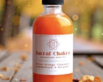 Sacral Chakra Shimmering Body Oil – Sensual & Creative Bliss (4 oz / 120 ml)