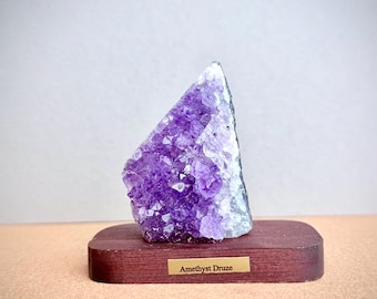 Amethyst Druze Crystal on Stand: Healing Stone, Meditation Decor