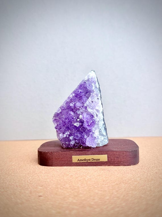 Amethyst Druze Crystal on Stand: Healing Stone, Meditation Decor