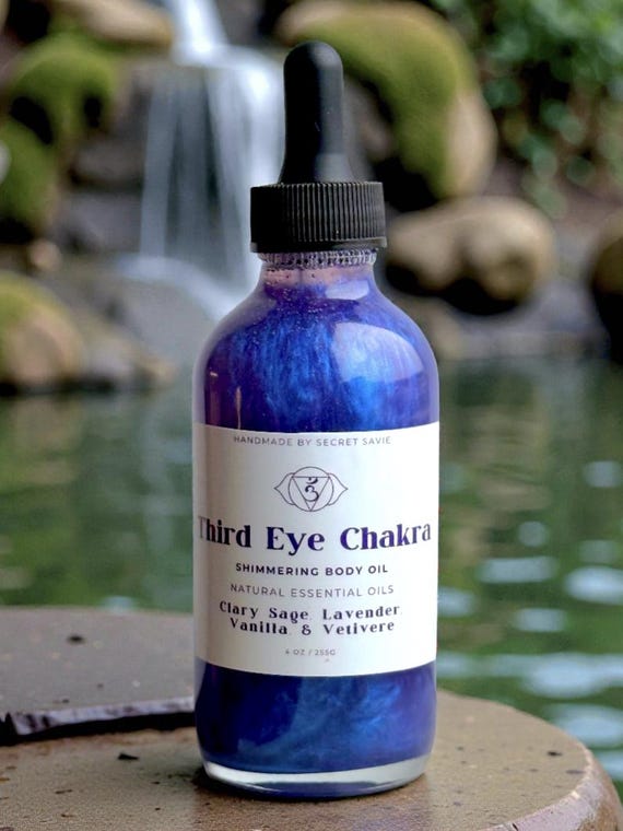Third Eye Chakra Shimmering Body Oil – Intuition & Insight Elixir (4 oz / 120 ml)