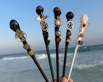 Choose Your Crystal Wand - Set of 5 Unique Healing Wands with Charms
