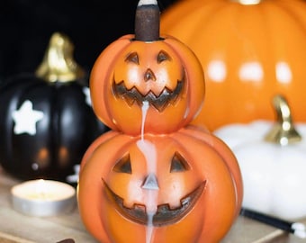 Stacked Pumpkin Backflow Incense Burner: Spooky Halloween Decor