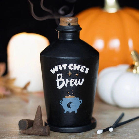 Witches Brew Potion Bottle Incense Cone Burner: Halloween Home Decor