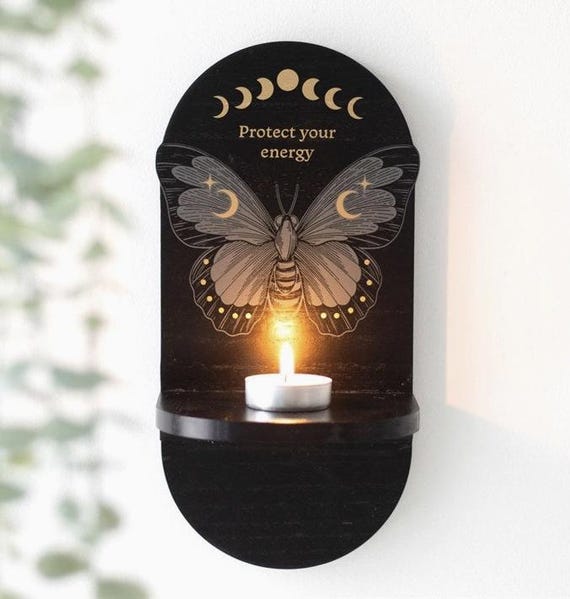 Black Moth Altar Shelf: Spooky Home Decor, Witch Gift