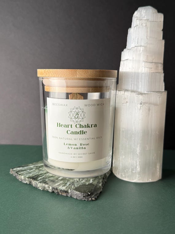 Heart Chakra Beeswax Candle – Anahata Love (4 oz, Reiki-Infused)