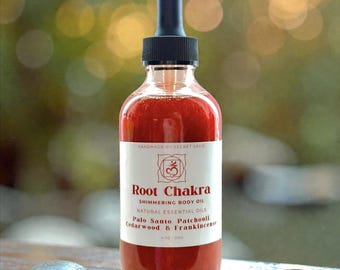Root Chakra Shimmering Body Oil – Grounding & Sensual Luxury (4 oz / 120 ml)
