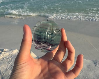 Sun and Moon Carved Fluorite Pendant: Celestial Jewelry