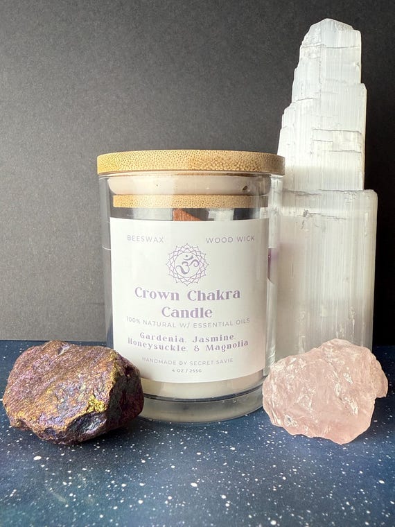Crown Chakra Beeswax Candle – Sahasrara Bliss (4 oz, Reiki-Infused)