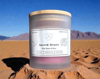 Sacred DesertPalo Santo Rose Candle: Hand-Poured Beeswax Wood Wick - 9 oz