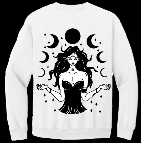Customizable Unisex Crewneck Third Eye Moon Goddess Sweatshirt | Gift | Holiday Gift | Stocking Stuffer