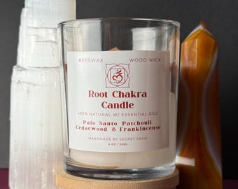 Root Chakra Beeswax Candle – Muladhara Grounding (4 oz, Reiki-Infused)