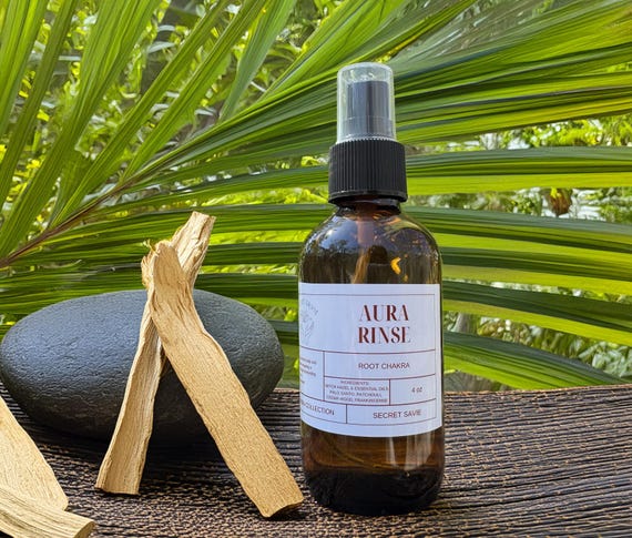 Root Chakra Aura Spray: Palo Santo, Patchouli & Cedarwood - Grounding Mist (4 oz)