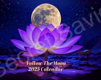 Printable Moon Calendar 2025 Shows Pagan Holidays and Zodiac Seasons | Spiritual Gift  | Holiday Gift| Birthday Gift | Anniversary Gift