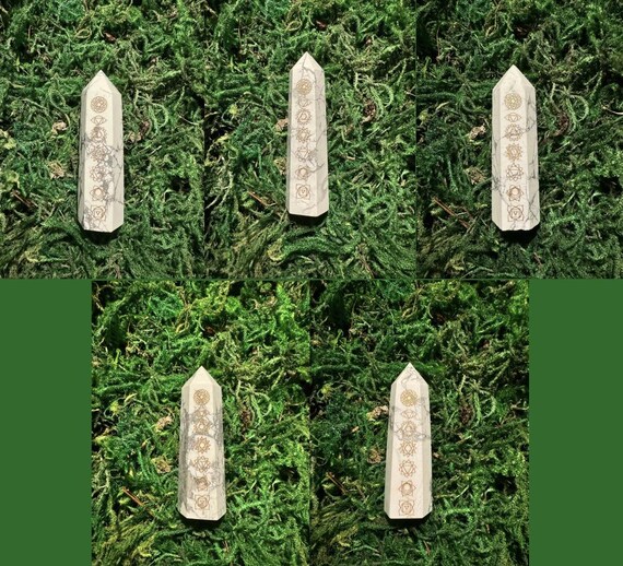 Howlite Obelisk with Chakras