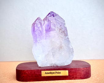 Amethyst Point Crystal on Stand: Healing Stone, Meditation Decor