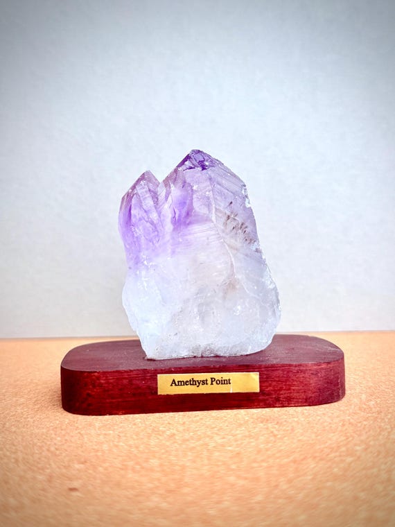 Amethyst Point Crystal on Stand: Healing Stone, Meditation Decor