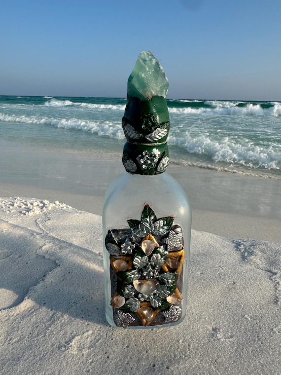 Fluorite Magic Spell Bottle: Mystical Crystal Decor