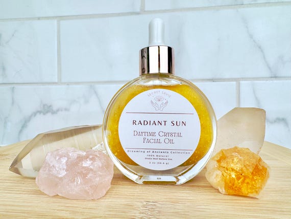 Radiant Sun Reiki Infused Crystal Facial Oil: 24k Gold, Rose Quartz - Skincare