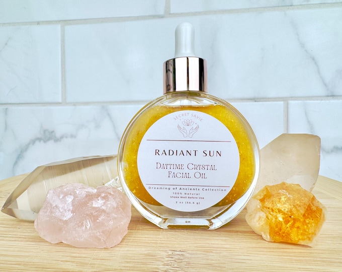 Featured listing image: Radiant Sun Reiki Infused Crystal Facial Oil: 24k Gold, Rose Quartz - Skincare